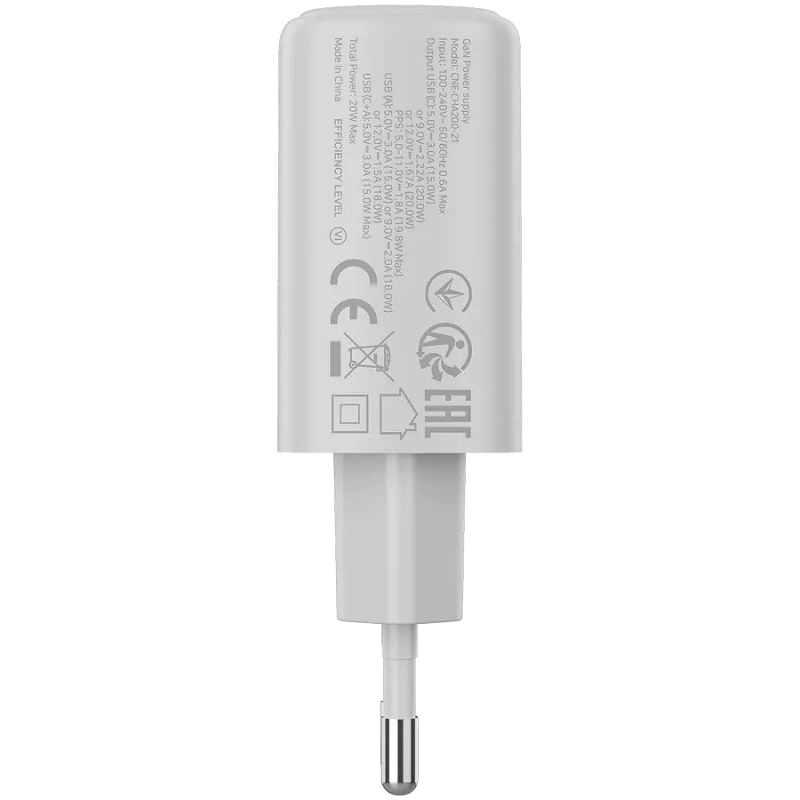 CANYON punjač OnCharge 200 20W 1xPD 1xQC EU White