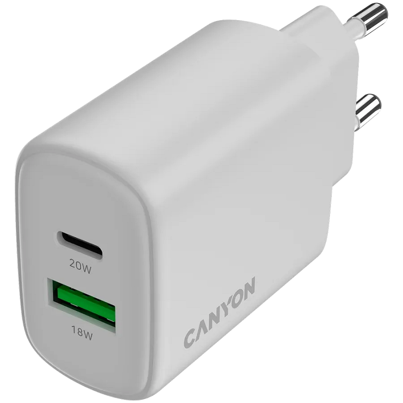 CANYON punjač OnCharge 200 20W 1xPD 1xQC EU White