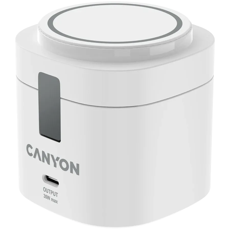 Canyon 4 in 1 Wireless Charging Stand, 30W max, 65W punjač i 1M kabel, bijeli, CNS-WCS405W