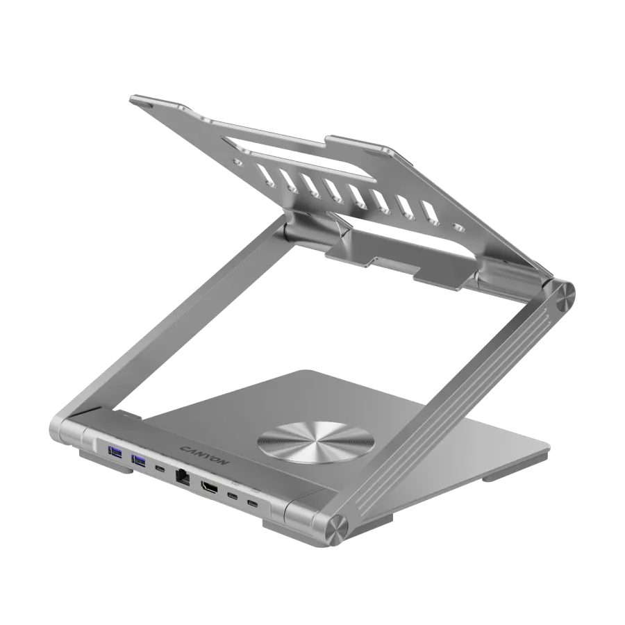 Canyon stalak za laptop sa hub CNS-SDS2, TYPE C F to HDMI2.0+2USB3.0+USBC3.0+RJ45+PD, TYEP C TO C kabel 1m white