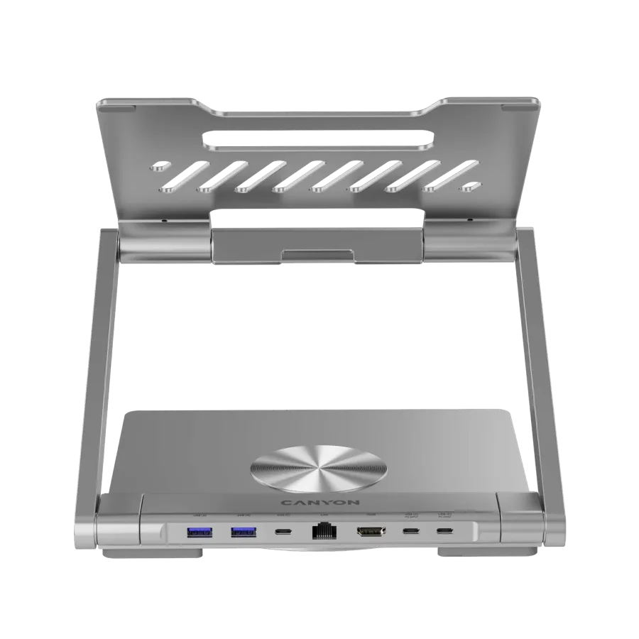 Canyon stalak za laptop sa hub CNS-SDS2, TYPE C F to HDMI2.0+2USB3.0+USBC3.0+RJ45+PD, TYEP C TO C kabel 1m white