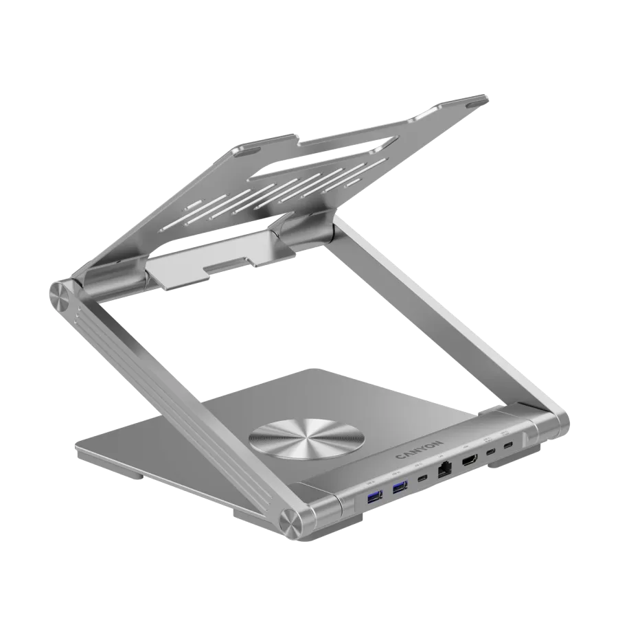 Canyon stalak za laptop sa hub CNS-SDS2, TYPE C F to HDMI2.0+2USB3.0+USBC3.0+RJ45+PD, TYEP C TO C kabel 1m white