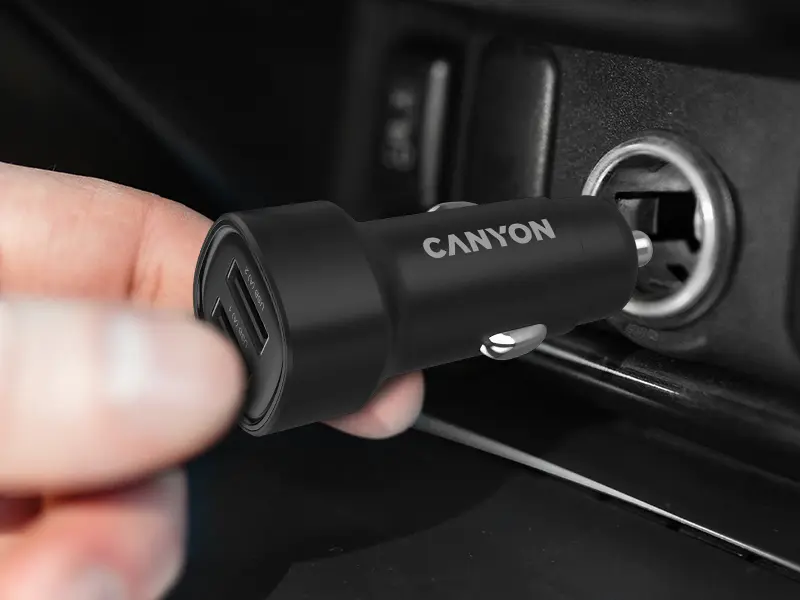 CANYON auto punjač punjač OnDrive 24 24W 2xUSB-A Black