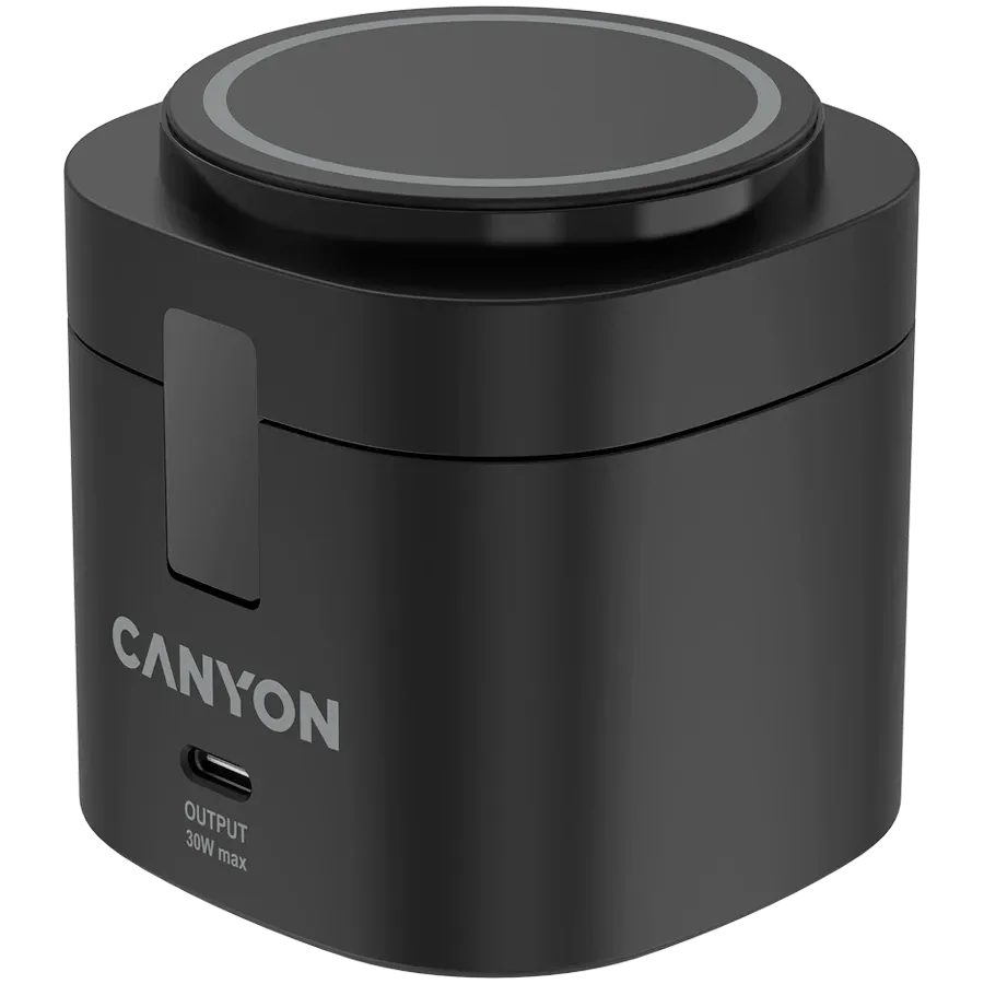 Canyon 4 in 1 Wireless Charging Stand, 30W max, 65W punjač i 1M kabel, crni, CNS-WCS405B