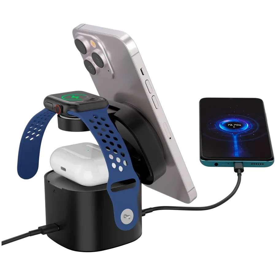 Canyon 4 in 1 Wireless Charging Stand, 30W max, 65W punjač i 1M kabel, crni, CNS-WCS405B
