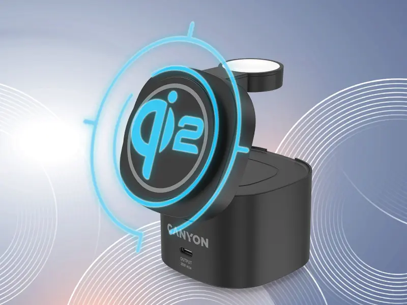 Canyon 4 in 1 Wireless Charging Stand, 30W max, 65W punjač i 1M kabel, crni, CNS-WCS405B