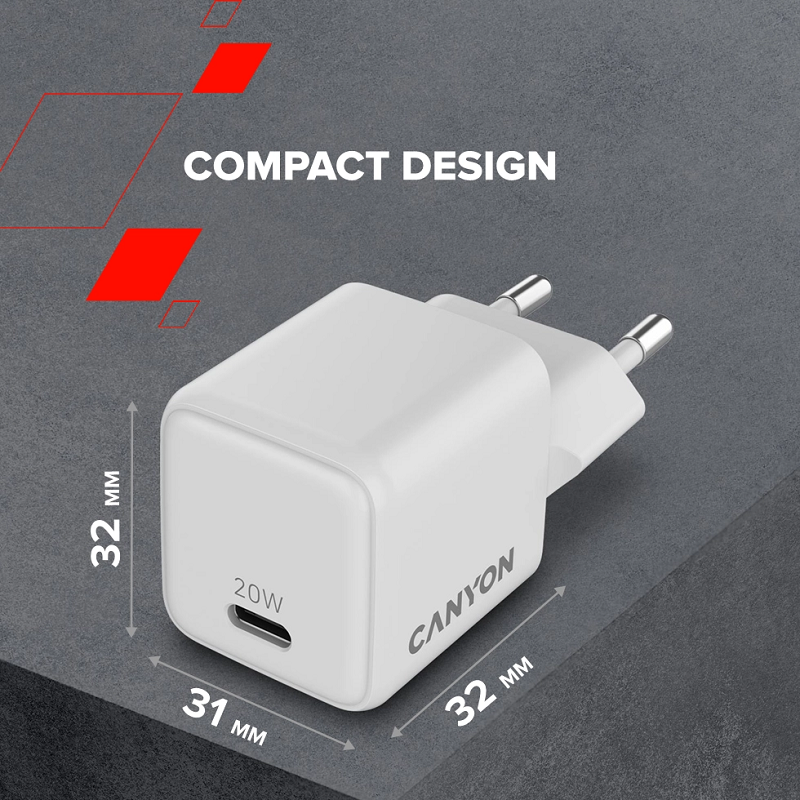 CANYON punjač CU20C GaN 20W 1xPD EU White