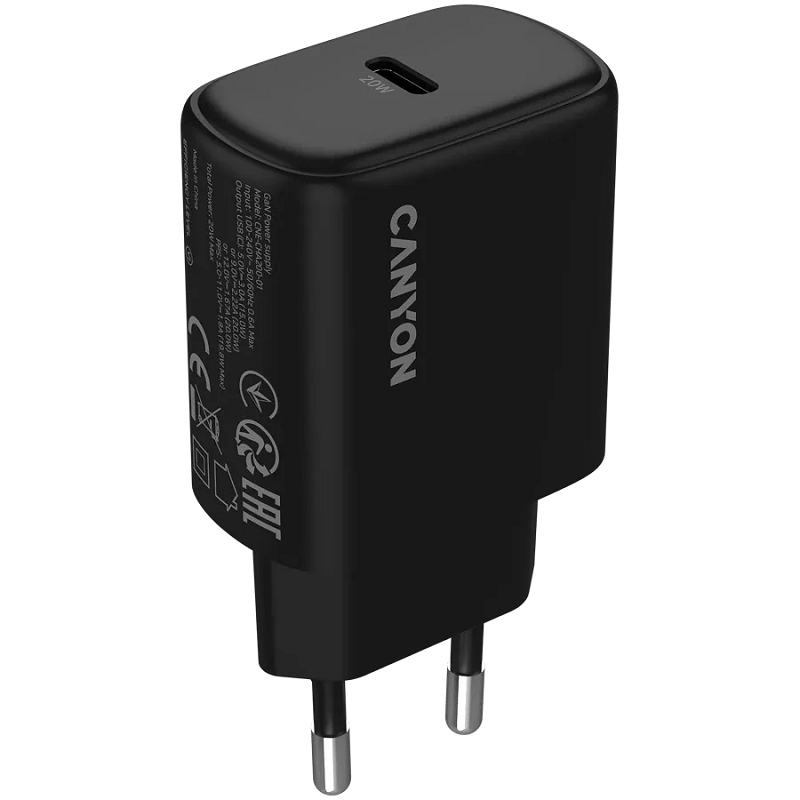 CANYON punjač OnCharge 200 20W 1xPD EU Black