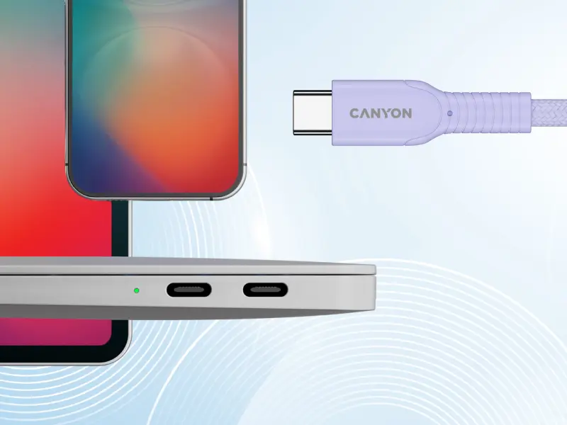 CANYON kabel 60CL C-C 60W COLOR Braided 1m Purple