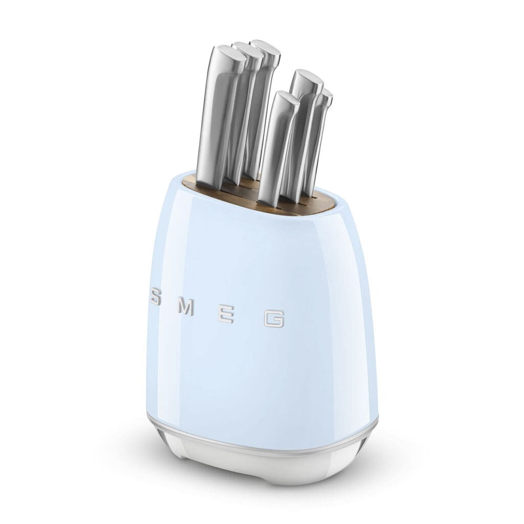 Smeg set noževa u bloku KBSF02PB, pastelno plavi