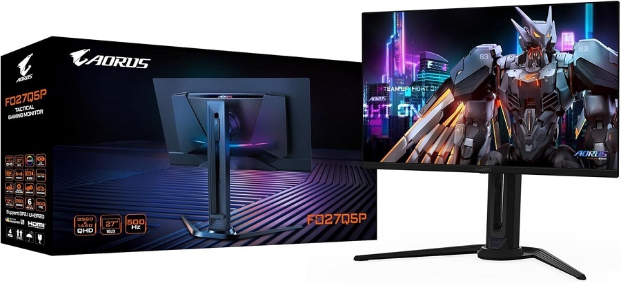 Gigabyte AORUS Gaming Monitor 27", QHD QD-OLED, 500Hz, 0.03ms, HDR True Black 500, 2x HDMI 2.1, DP 2.1, MiniDP, VESA
