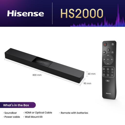 Hisense soundbar 2.1 HS2000, Crni