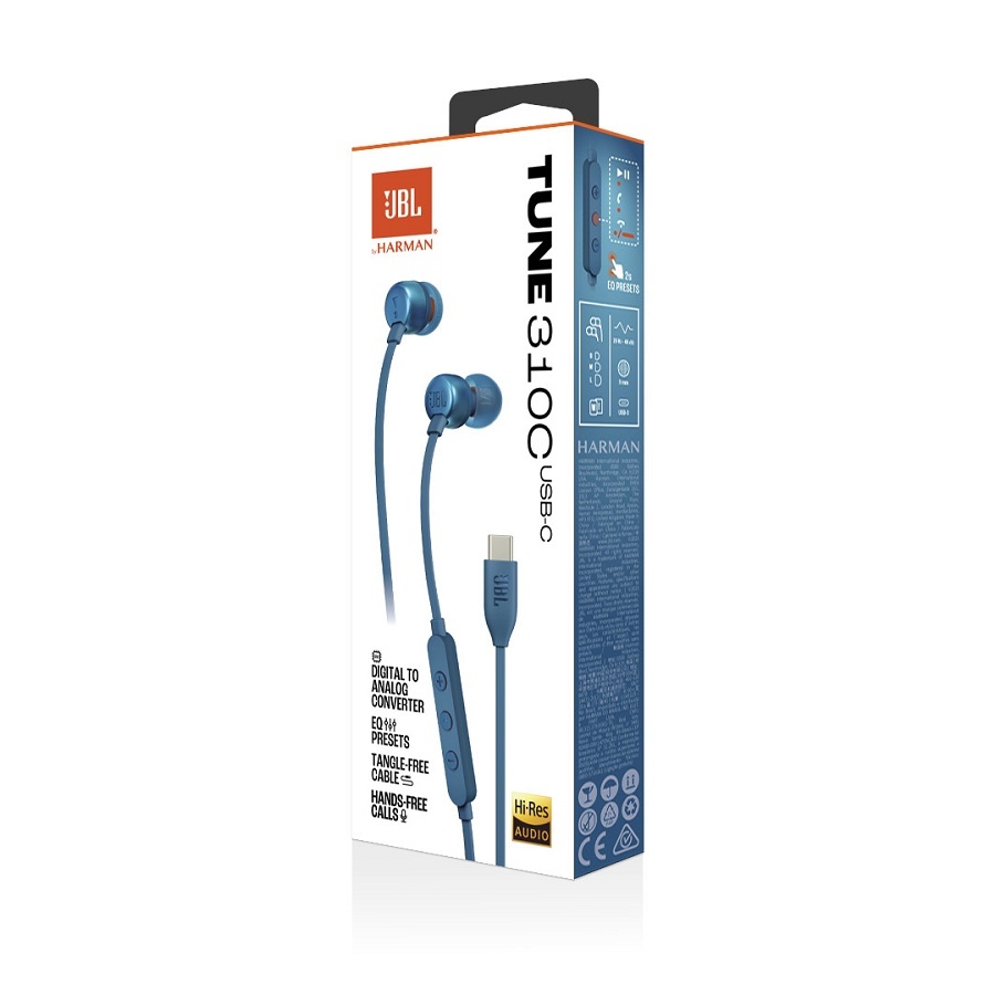 Slušalice JBL T310C USB-C plave