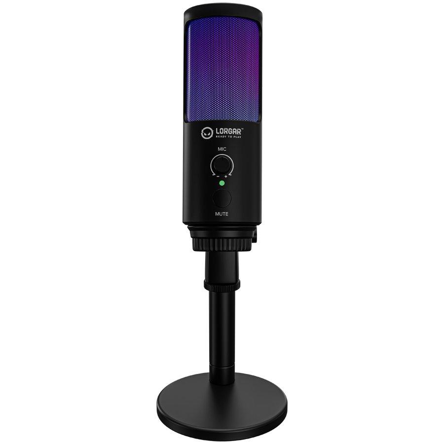 LORGAR SMP40 Gaming mikrofon, RGB Microphone with external mute button and metal stand, Black