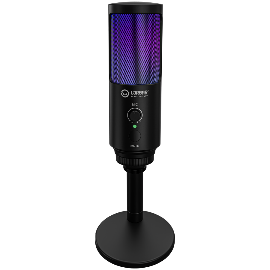 LORGAR SMP40 Gaming mikrofon, RGB Microphone with external mute button and metal stand, Black