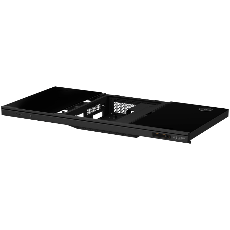 LORGAR LRG-DE90G Gaming stol, Dual-motor sit/stand adjustable-height, wireless charger, RGB lighting, tempered glass tabletop, black.