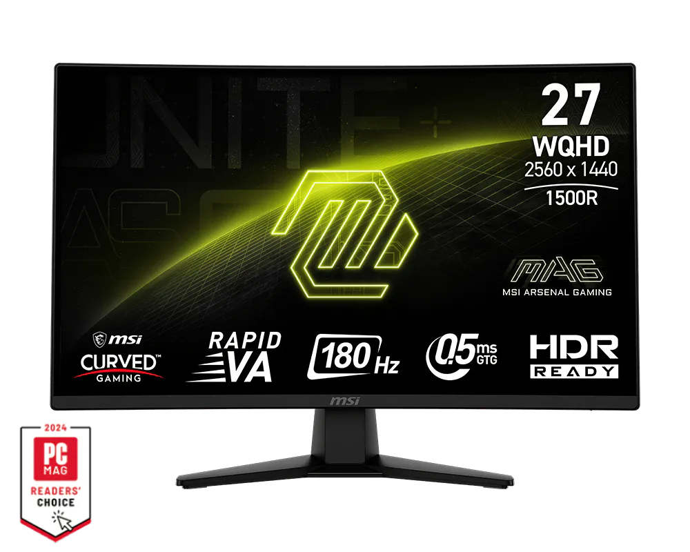 MSI MAG 274CQF gaming monitor, 27", WQHD, Rapid VA, Curved, HDMI, DP, 180Hz, 0.5ms