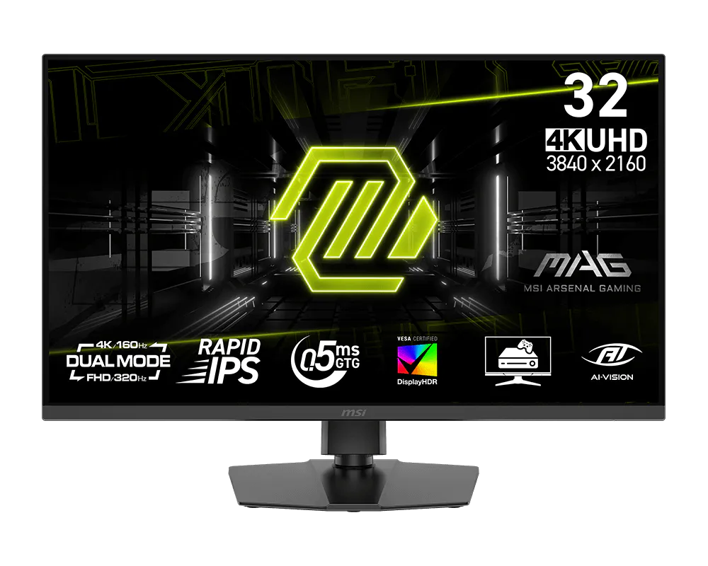 MSI MAG 322URDF E16 gaming monitor, 31.5", 4K UHD, Rapid IPS, Dual Mode, FreeSync Premium, HDMI, DP, 160Hz/320Hz, 0.5ms