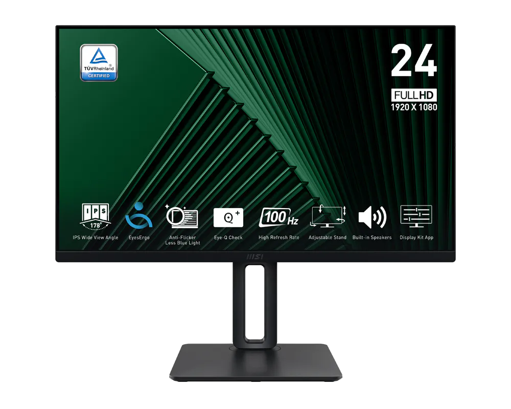 MSI PRO MP245PG monitor, 23,8", 1920x1080, IPS, Ravni, Adaptive-Sync, Anti-glare, HDMI, DP, 100Hz, 1ms
