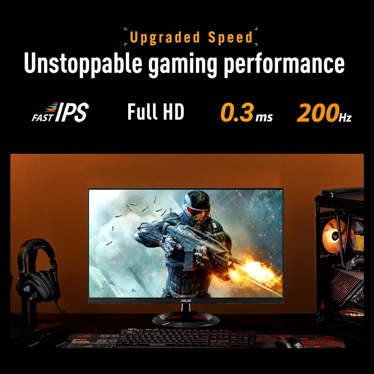ASUS TUF VG279Q5R gaming monitor, 27", 1920x1080, IPS, Ravni, FreeSync Premium, Extreme Low Motion Blur, HDMI x2, DP, 200Hz, 1ms, zvučnici