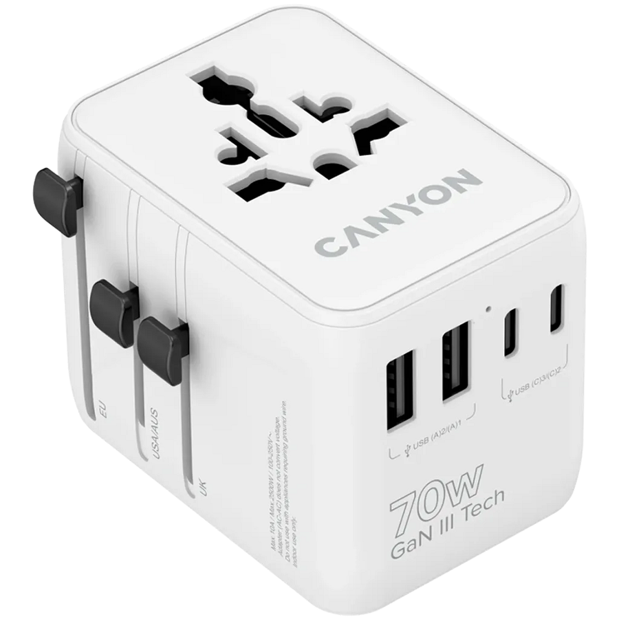 CANYON putni adapter OnTour 70 EU/UK/US/AUS 70W White