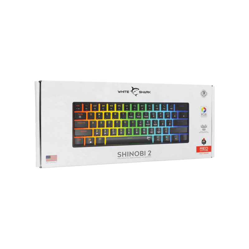 WHITE SHARK gaming tastatura GK-004111 SHINOBI-2 Crna - Mehanička/ US RED SWiTCH