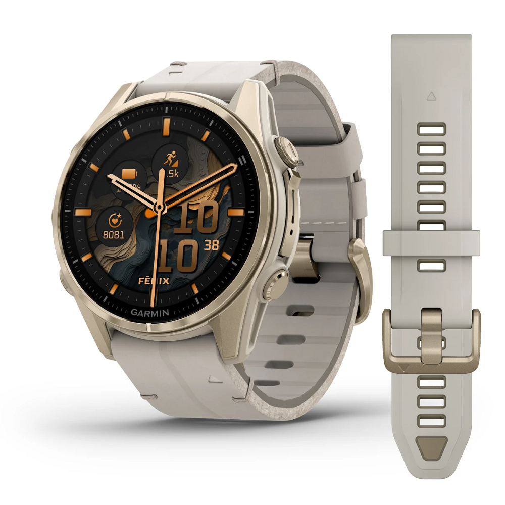 GARMIN Fenix 8 43 mm AMOLED Sapphire Soft Gold Stainless Steel/Fog Gray, 010-02903-40