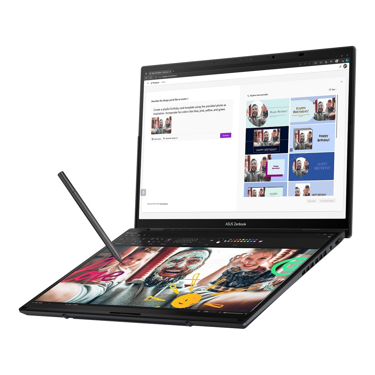 ASUS laptop Zenbook Duo 14 UX8407AA-SN151X, 14" 3K OLED Touch 120Hz, Intel Core Ultra 9 386H, 32GB RAM, 2TB SSD, Intel Arc Graphics, Dual Touch Screen, Windows 11 Pro
