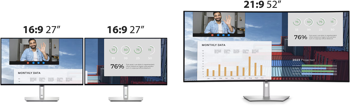 DELL monitor UltraSharp U5226KW, 51,5" 6K IPS Black Curved 4200R, 120Hz, Thunderbolt 4 140W, USB-C, LAN, zvučnici