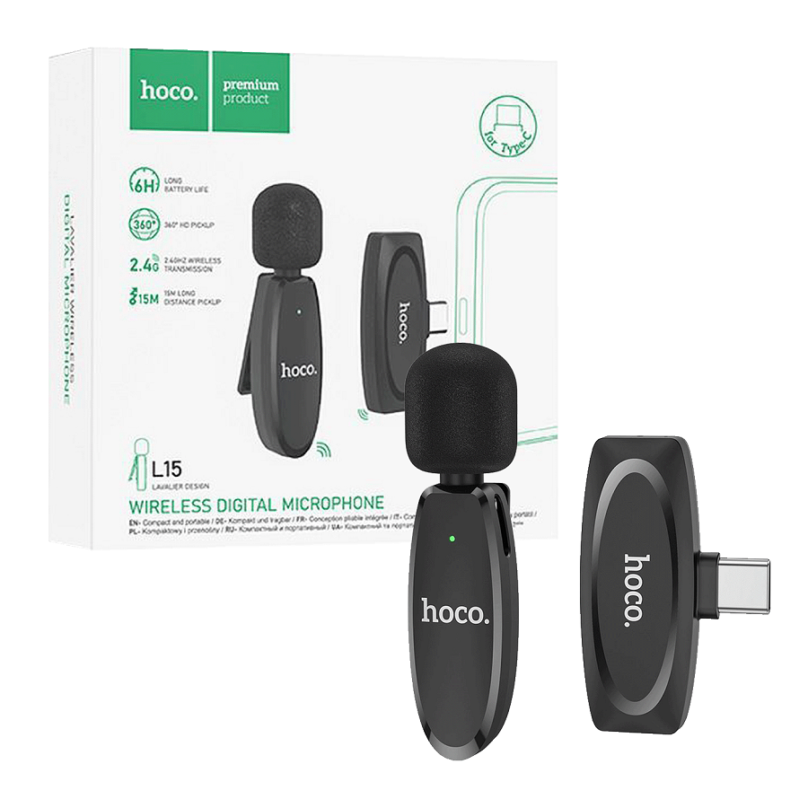 Hoco Bežični mikrofon sa USB type C konetktorom - L15 Crystal Lavalier