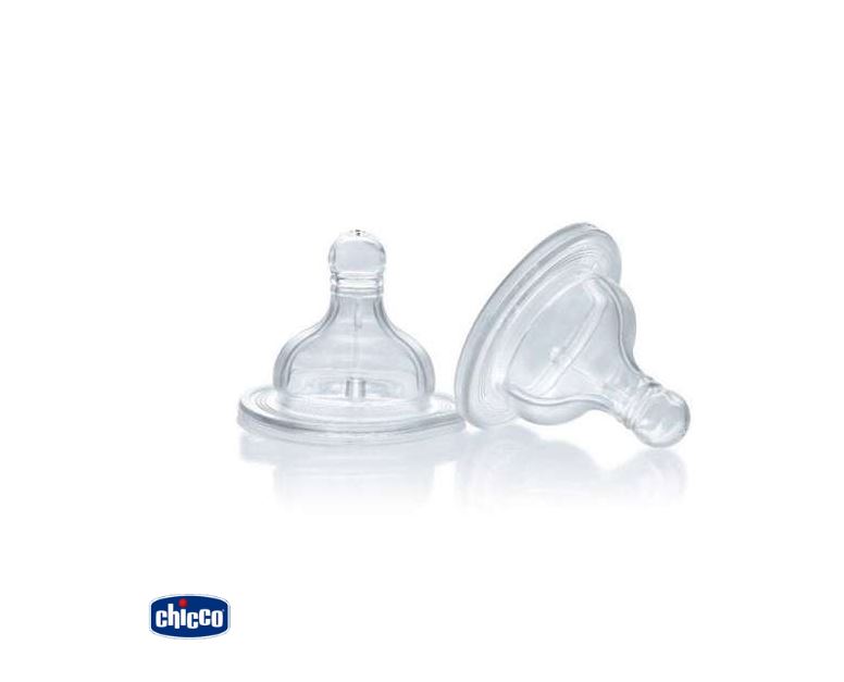 Chicco fiziološka duda za bocu, silikonska 3 rupe, 4m+, 2kom
