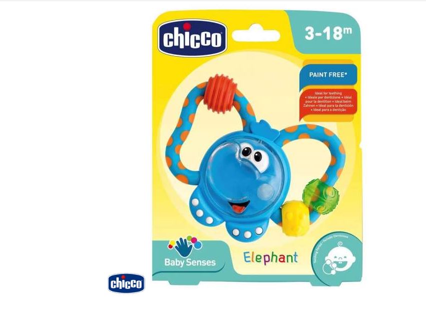 Chicco zvečka grickalica, slon, 3m+