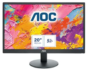 AOC monitor E2070SWN, HD+ 1600x900, 19,5 TN WLED, 200 cd/m2, VGA, 60Hz, 5ms