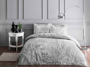 Tac posteljina Leandro navlaka za jorgan 200 x 220 cm, plahta 230 x 260 cm, 2 jastučnice 50 x 70 cm / pamuk, siva
