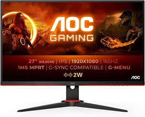 AOC monitor 27G2SPAE/BK Gaming, FULL HD 1920 x 1080, 27 IPS, 250 cd/m2, AMD FreeSync Premium, NVIDIA G-Sync, HDMI, VGA, DP, Zvučnici, 165Hz, 1ms