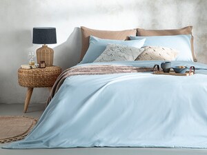 English Home set posteljina Novella Premium / 1x navlaka za jorgan, 1x plahta sa gumom, 1x jastučnica / 160 x 220 cm, 100 x 200 cm, 50 x 70 cm / plava