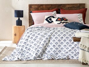 English Home set posteljina Euphoria / 1x navlaka za jorgan, 1x jastučnica / 160 x 220 cm, 50 x 70 cm / plava - terakota