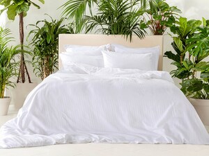 English Home set posteljina Crystal / 1x navlaka za jorgan, 1x plahta sa gumom, 1x jastučnica / 160 x 220 cm, 100 x 200 cm, 50 x 70 cm / bijela