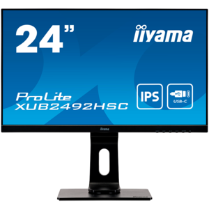 Iiyama monitor ProLite XUB2492HSC-B1, FULL HD 1920x1080, 23,8 IPS, 250 cd/m2, HDMI, DP, USB, USB-C x1, HAS, PIVOT, swivel, tilt, Zvučnici, 75Hz, 4ms