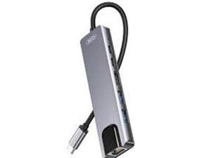XO USB Type-C Multi-hub 6in1 HDMI 4K, 1x USB 3.0, 1x USB 2.0, USB-C, RJ45, 2x PD, multiport