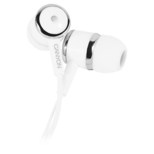CANYON Slušalice sa mikrofonom, Bijele, CNE-CEPM01W, 1.2m kabel