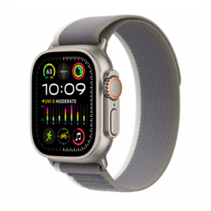 Apple Watch Ultra 2 GPS + Cellular, 49mm, Titanium Case, Green/Grey Trail Loop - M/L