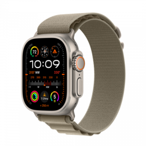 Apple Watch Ultra 2 GPS + Cellular, 49mm, Titanium Case, Olive Alpine Loop - Large