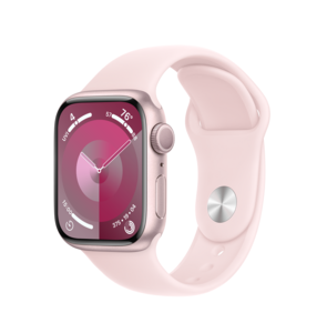 Apple Watch S9 GPS, 41mm, Pink Aluminium Case, Light Pink Sport Band - S/M