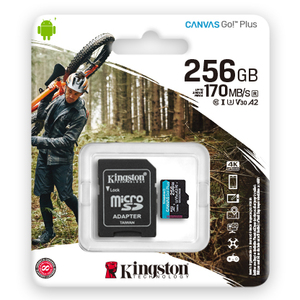 Kingston microSD 256GB CanvasGoPlusr/w:170MB/s/90MB/s,with adapter