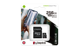 Kingston microSD 256GB Class10Canvas Select PlusSD adapter;100/85MBs,Class 10 UHS-I