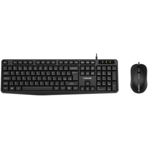 CANYON tastatura + miš, USB standard KB, water resistant AD layout bundle with optical 3D wired mice 1000DPI black
