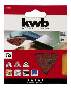 KWB QUICK-STICK set brusnih papira za trokutastu brusilicu 5/1, 96mm, 80g