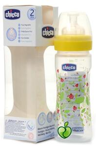 Chicco plastična bočica 250 ml, silikonska duda, 2 rupe