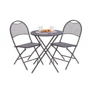 Green Bay metalni balkonski set / 2x stolica + stol / sivi - 51196